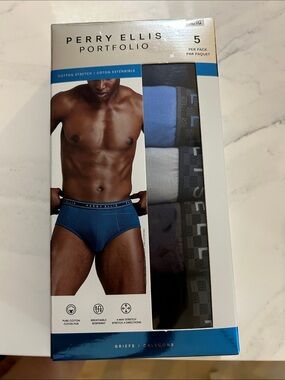 Perry Ellis Navy and Gray Men’s Briefs 5-Pack